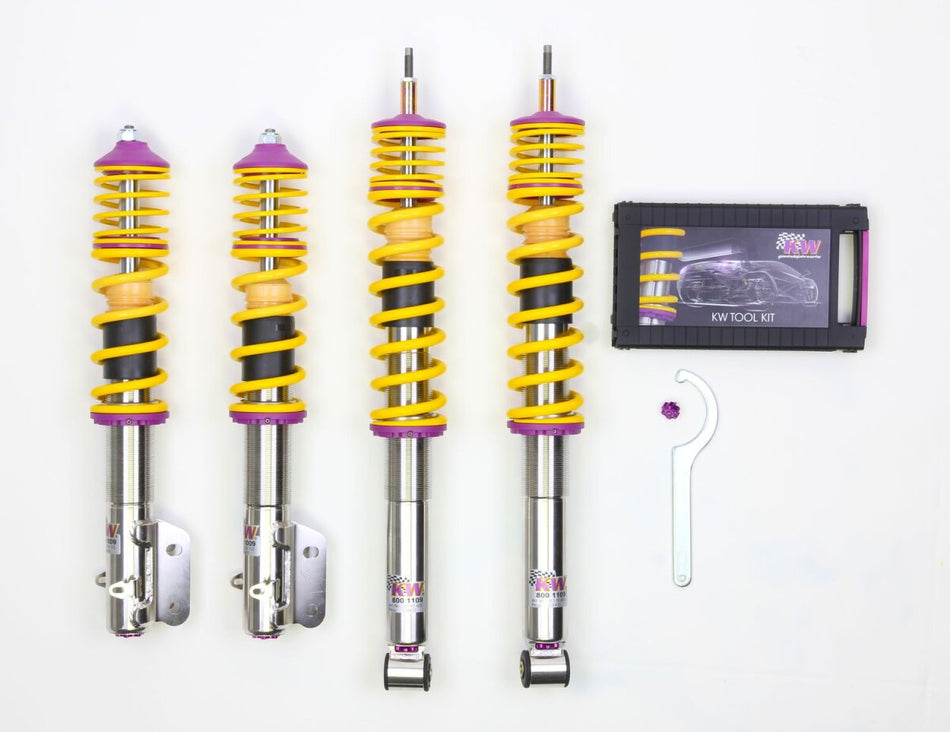 KW Gewindefahrwerk V3 InoX mit einstellbarer Druck- und Zug-stufendämpfung VW Golf III